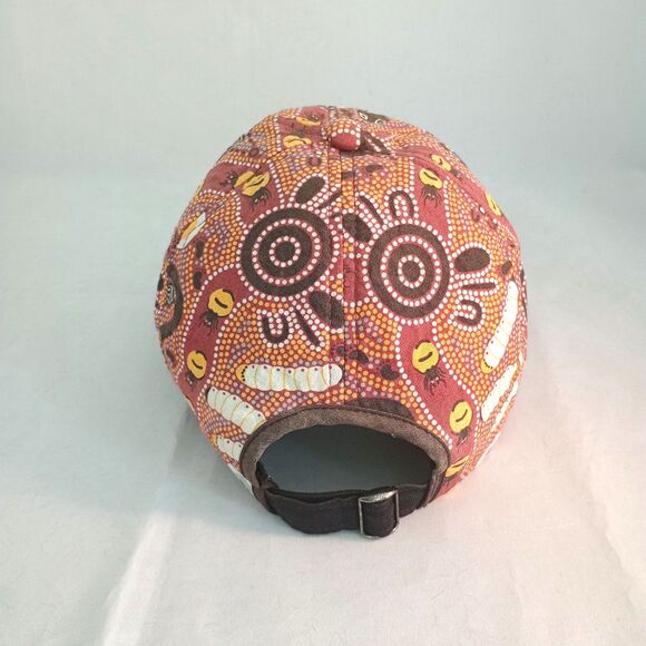 Bulurru Australian Hat 6 Panel Brown Aboriginal Art Water Hole Dreaming Cap - Picture 4 of 8